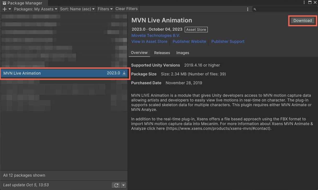 MVN Unity 实时插件