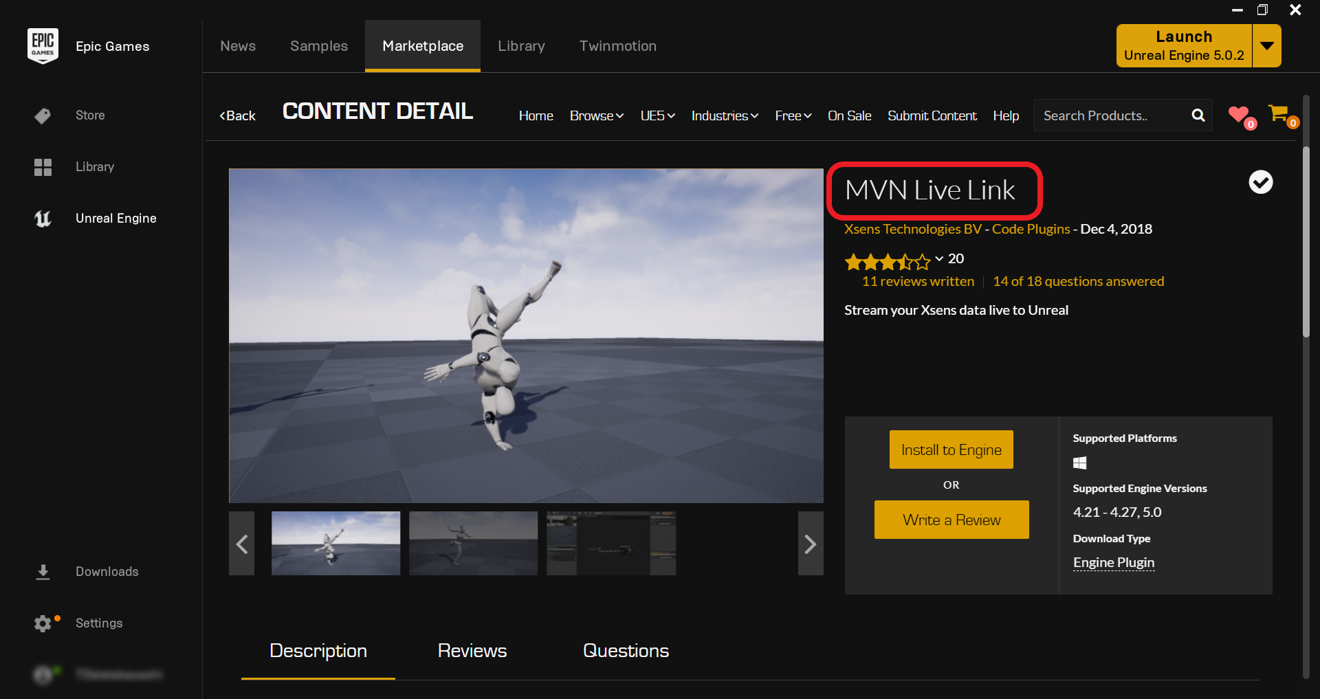 MVN Unreal Live Link Plugin UE5