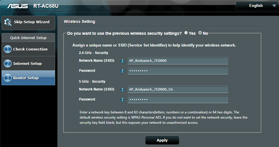 Resetting the Asus access point to router mode
